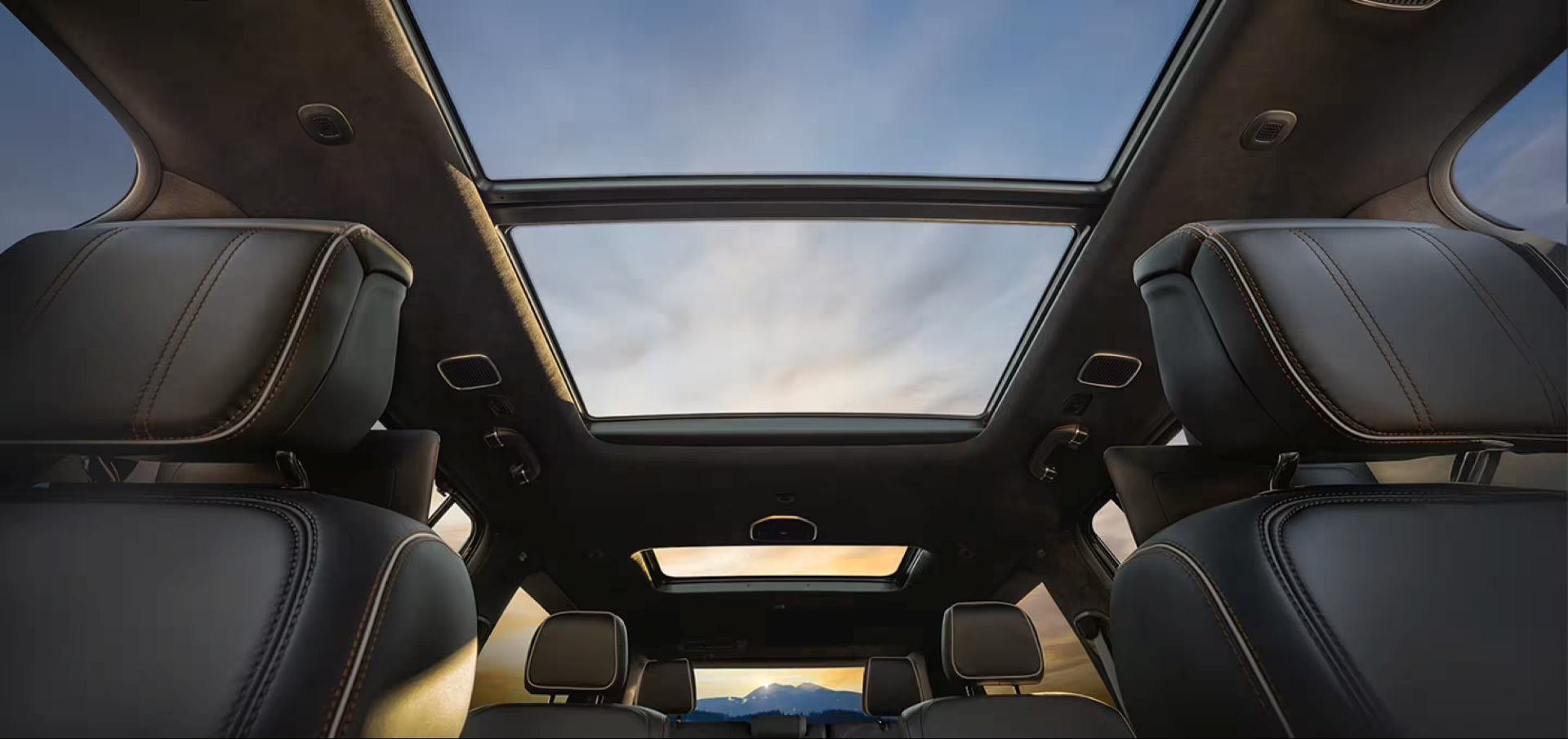 2026 Jeep Grand Wagoneer L interior showing off sunroof