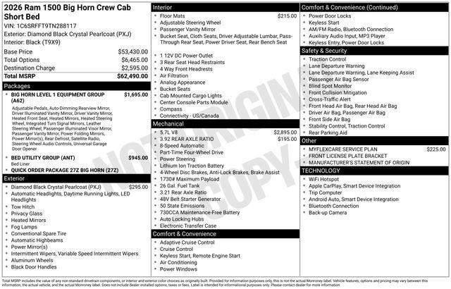 2026 RAM 1500 Big Horn/Lone Star