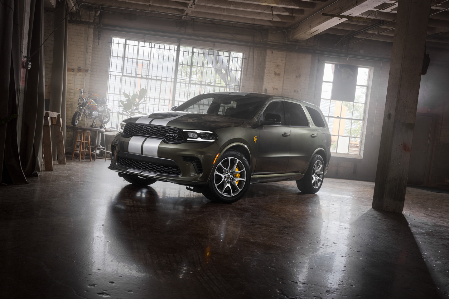 Grey 2026 Dodge Durango parked inside a building