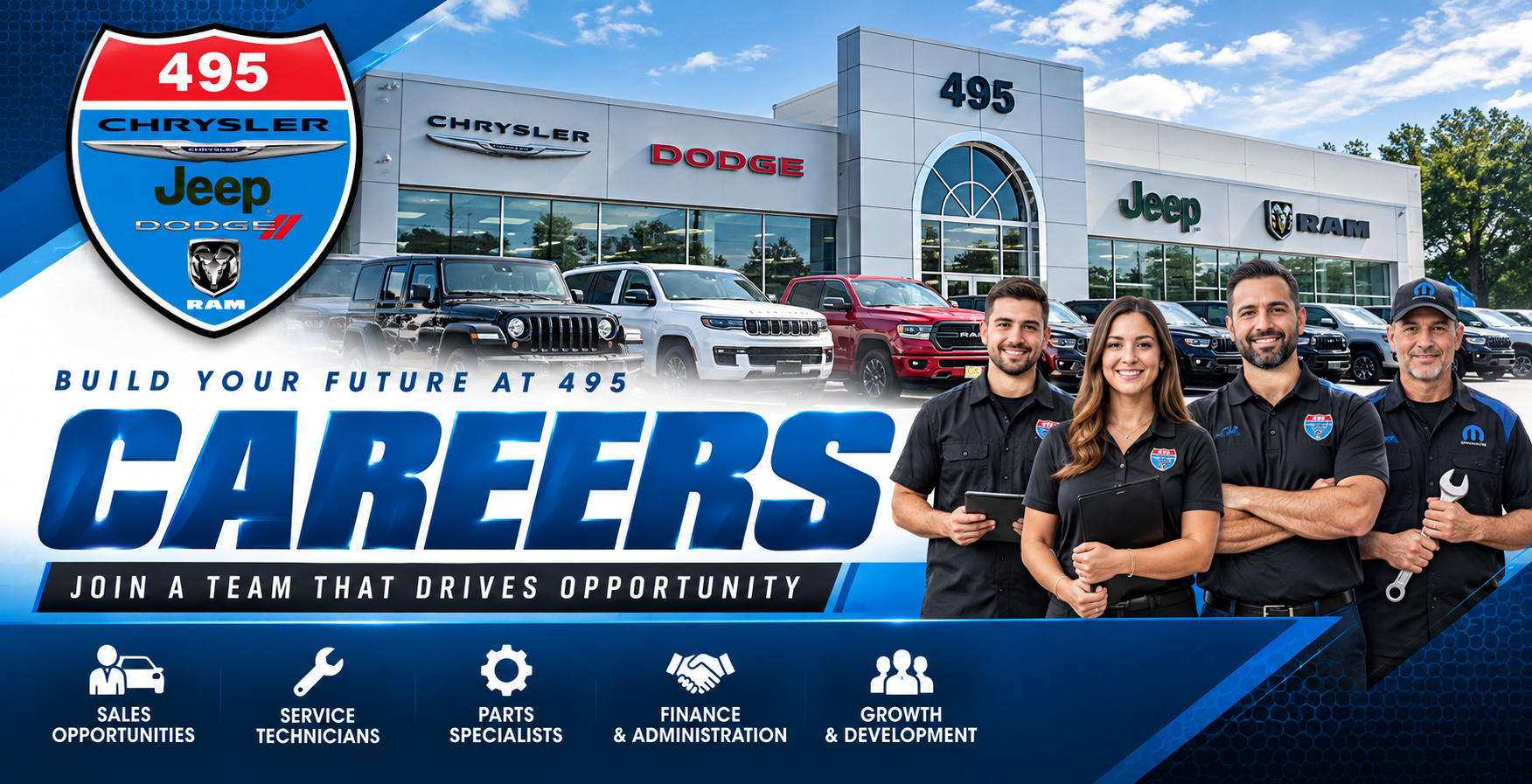 Automotive Jobs and Careers at 495 Chrysler Jeep Dodge RAM in Lowell MA near Boston